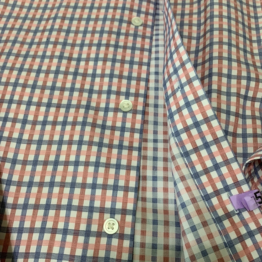 Donated: Banana Republic Plaid Button Dress Shirt sz L 16-16.5 neck, pink,red - Picture 4 of 6